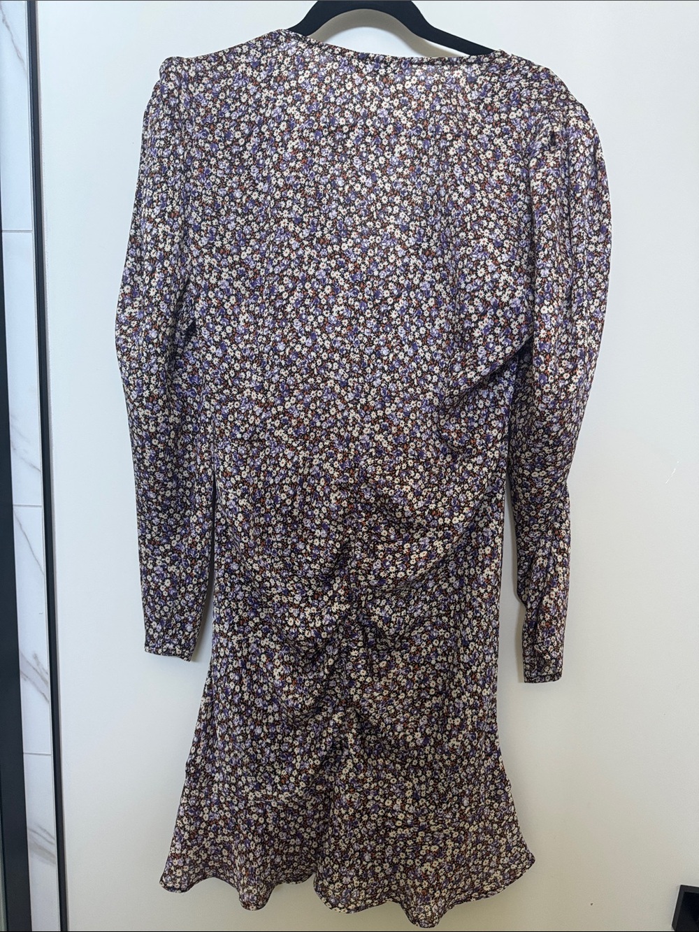 Zara Purple Floral V-Neck Long Sleeve Mini Dress - Picture 7 of 13